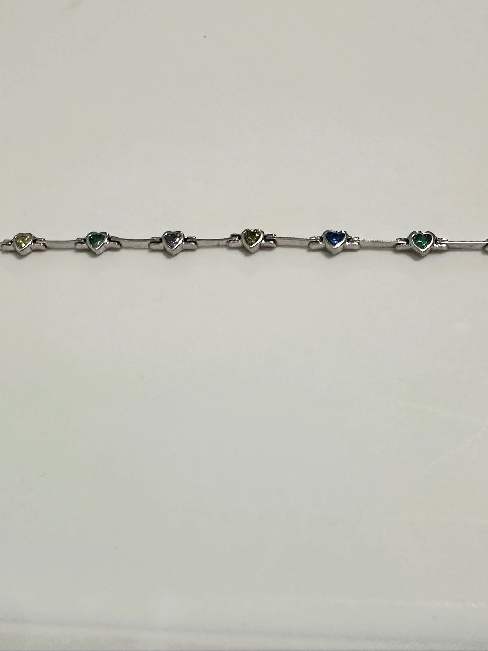 Sterling Silver Multicolor Heart Bracelet